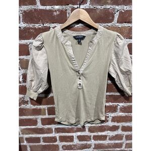Lauren Ralph Lauren Women’s Small Beige Ribbed Blouse